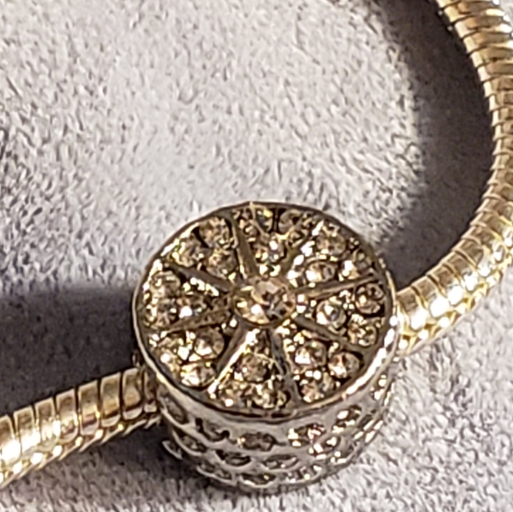 925 Silver Snowflake Star Crystal European Charm